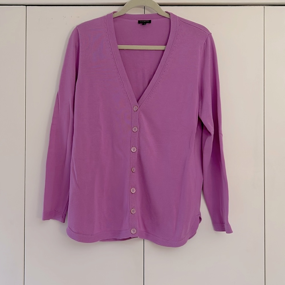 Gorgeous deep lavender Talbots cardigan sweater. Size medium